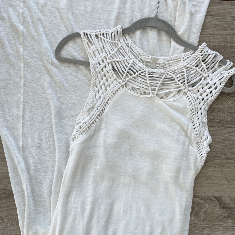Maje Fire macramé-trimmed linen maxi dress - Picture 7 of 8